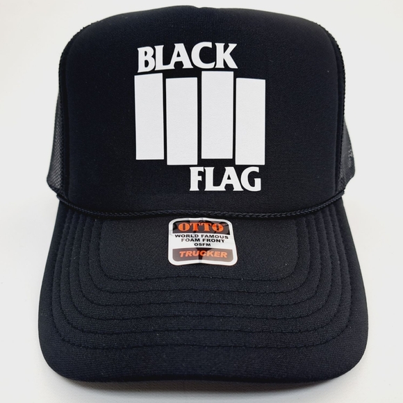 California Punk Rock Black Flag Foam Mesh Snapback Trucker Hat Cap Black HTV - Picture 2 of 5